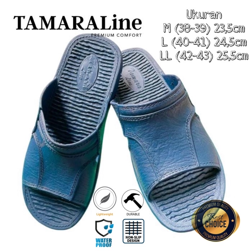 Sandal Selop Slide Slip on Karet Pria Dewasa / Remaja - TAMARALINE 120 / Bahan Premium Lentur Empuk Ringan Kuat Anti Slip Anti Air Model Sandal Casual Santai Rumah Hotel Outdoor Kamar Mandi Murah Original