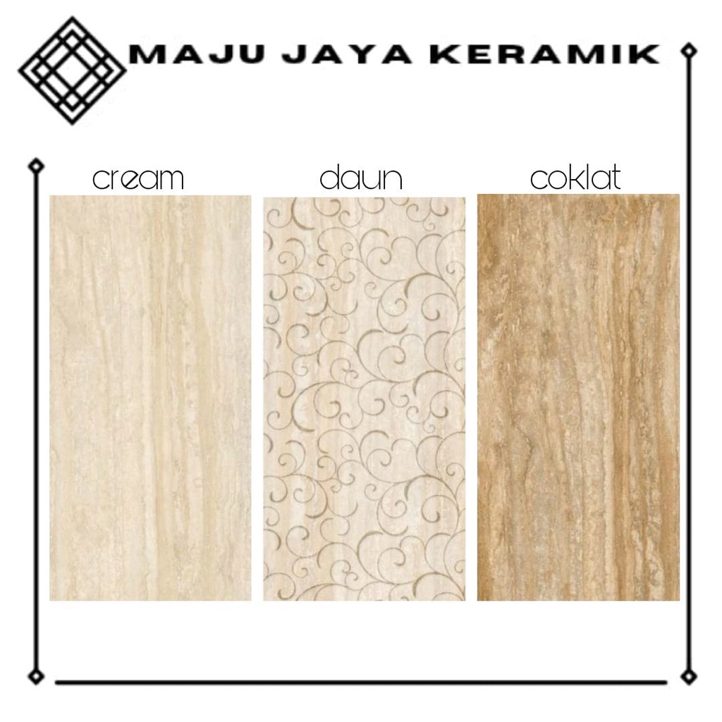 KERAMIK DINDING GLOSSY 30X60 CREAM DAUN COKLAT | KERAMIK KAMAR MANDI | KERAMIK URAT KAYU | KERAMIK S