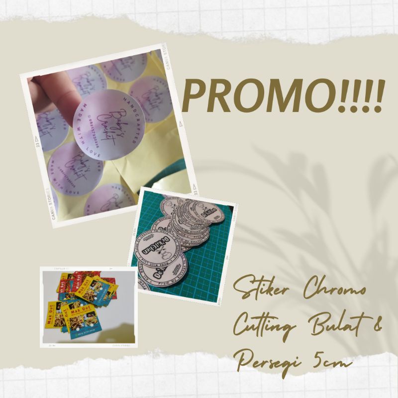 

PROMO PAKET!!! [ 100pcs] STIKER CUTTING BULAT PERSEGI 5CM (CHROMO) untuk label kemasan / topper / thankyou card / dll