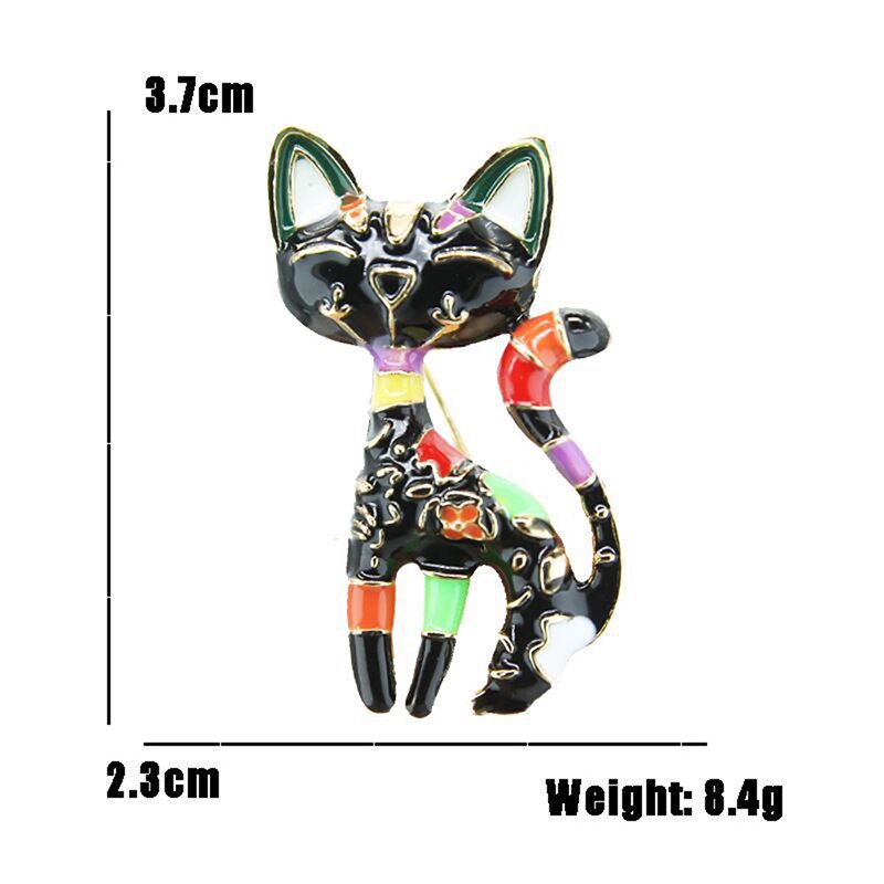 Pin Bros Enamel Bentuk Hewan Kucing Bunga Abstrak Warna-Warni Gaya China