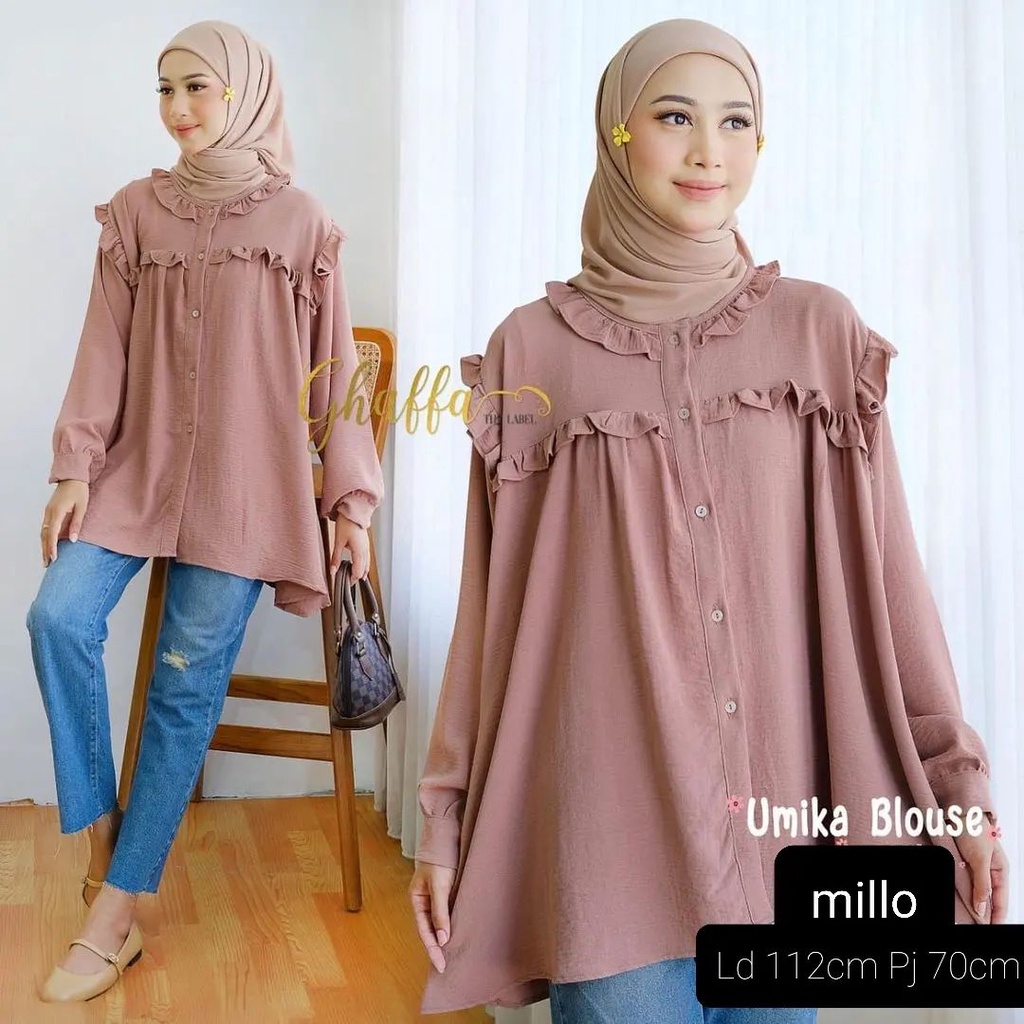 BLOUSE WANITA UMIKA BAHAN CRINKLE LD 112 CM PB 70 CM KANCING AKTIF / BUSUI BLOUSE OVERSIZE XXL KEMEJA WANITA OVERSIZE ATASAN WANITA KOREAN STYLE BAJU BLOUSE BUSUI TERBARU 2023 KEKINIAN