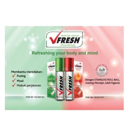 VFRESH MINYAK ANGIN - FRESHCARE AROMATHERAPY ROLL ON BPOM ORIGINAL 8ML