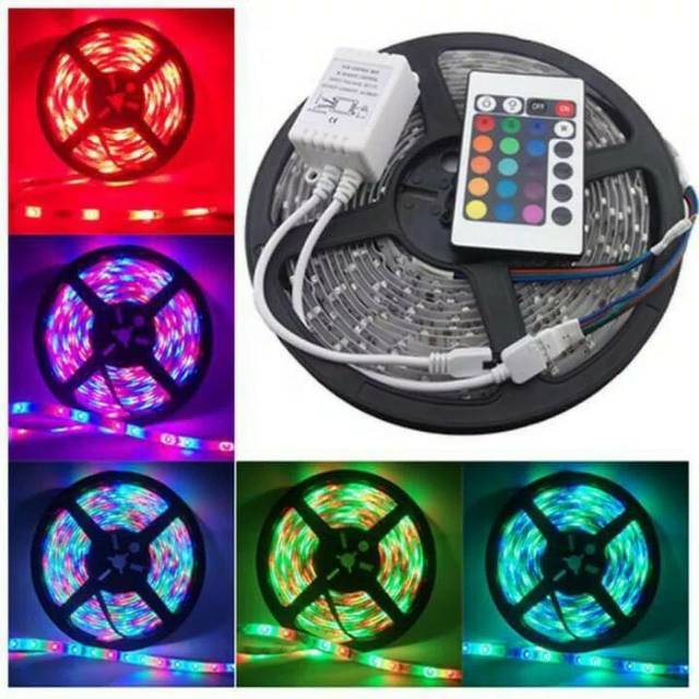 Lampu led strip rgb 3528+adaptor+remot