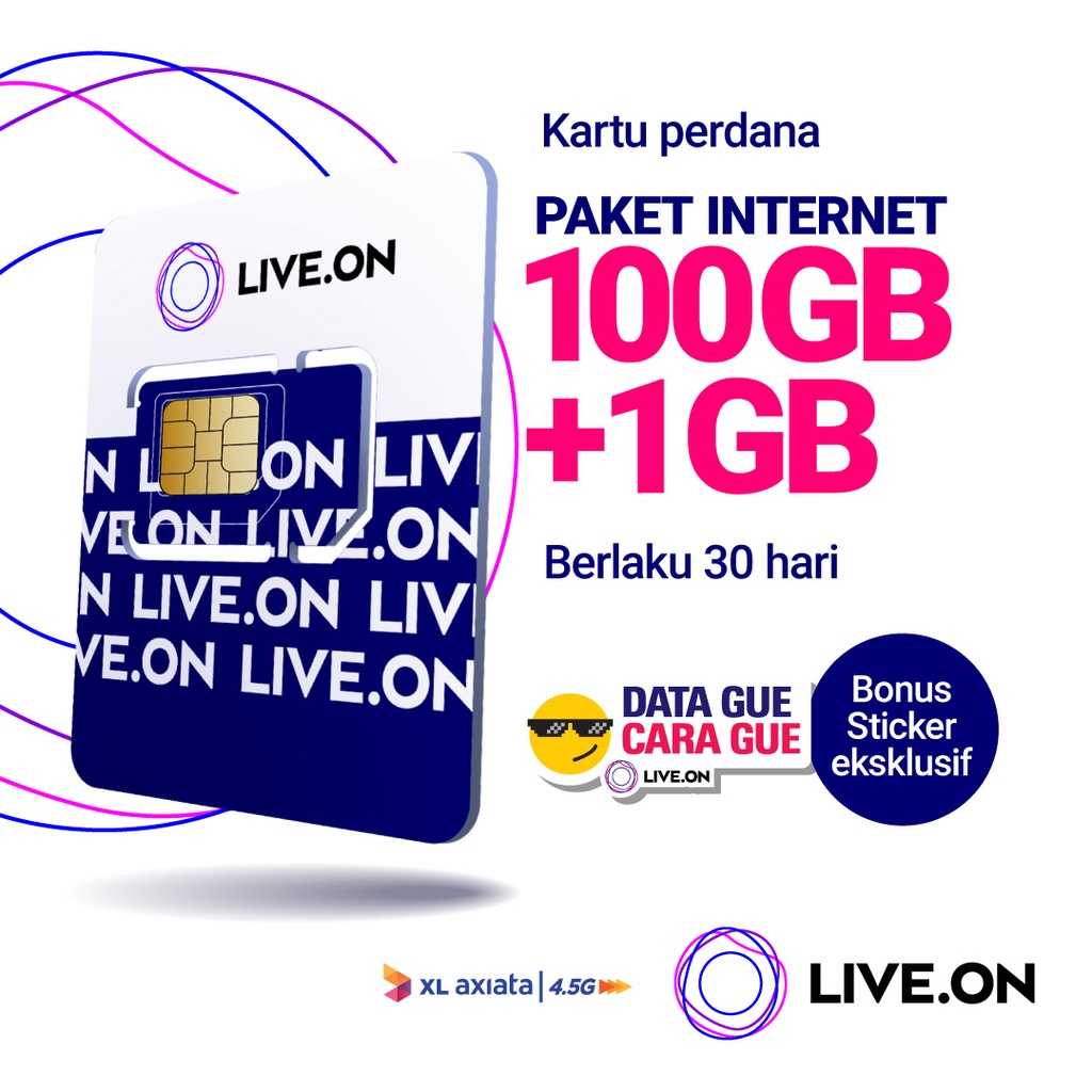 Jual Kartu Perdana Live.On XL 101GB (30 hari) + Sticker E Indonesia