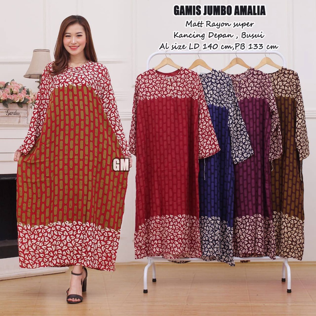 Daster Jumbo Longdress Ld 120 130 Kekinian Lengan Panjang Busui Kancing Depan Size XXL XXXL Terbaru 2021 2022 Longdres Wanita Murah Motif Baju Daster Ibu Ibu Hamil-Amalia Warna Random