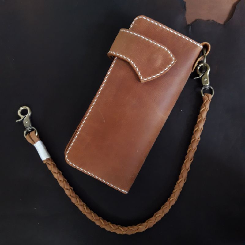 Dompet Kulit Crazyhorse Handmade Dilengkapi Tali Kulit Anyam