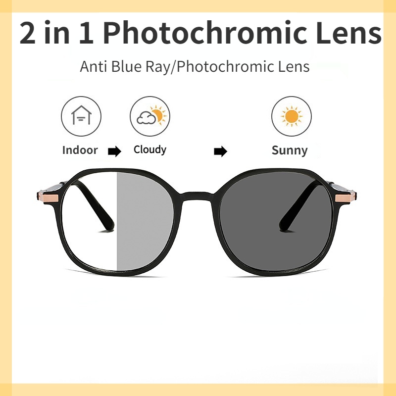 Kacamata Photochromic Anti Radiasi Dengan Bingkai Logam Untuk Pria Dan Wanita