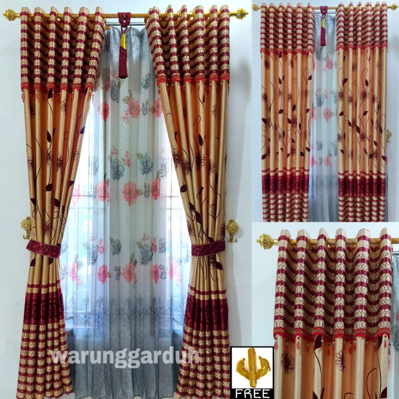 Gorden Blackout Floking Motif Bludru Timbul