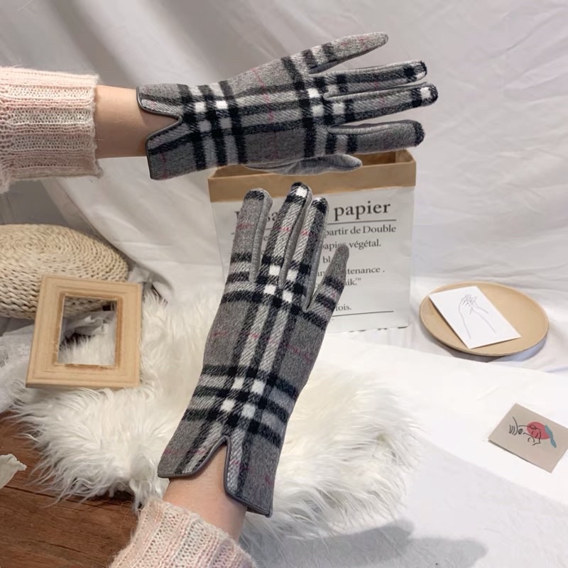 Sarung tangan Wanita Hangat Touch Screen Plaid Pattern Women Gloves