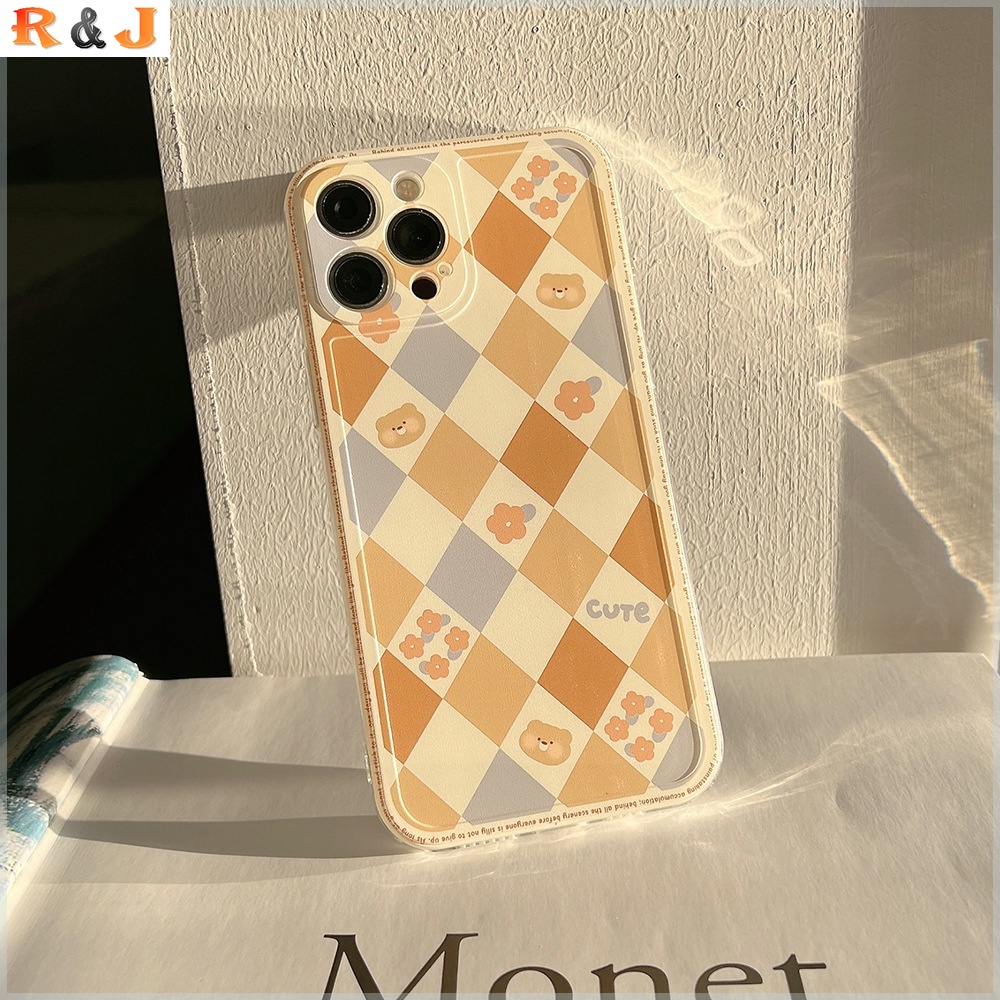 INS Simple Casing Samsung A03 A03S A02S A12 M12 A22 4G A10 A20 A30 A50 A10S A20S A51 J7 Pro A30S A50S Cute Geometric Rhombus Grid Hipster Soft Silicone Phone Case R&amp;J