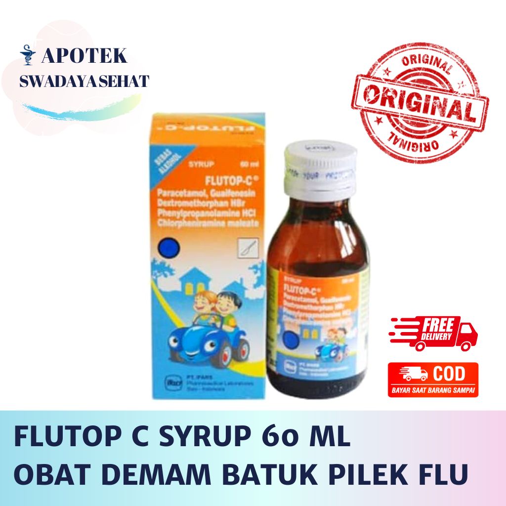 FLUTOP-C Syrup 60 ML - Obat Demam Batuk Pilek Flu Sirup Anak Flutop C