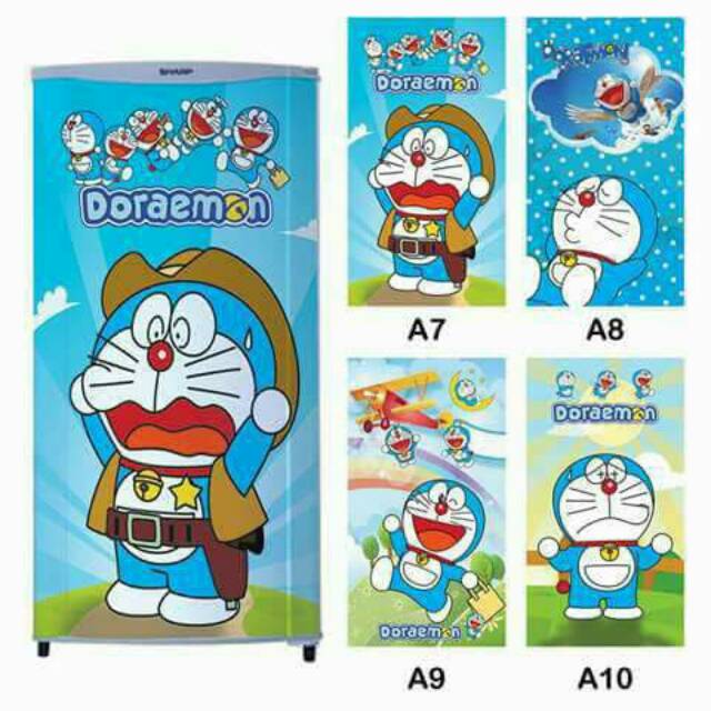 Stiker kulkas 1pintu motif doraemon