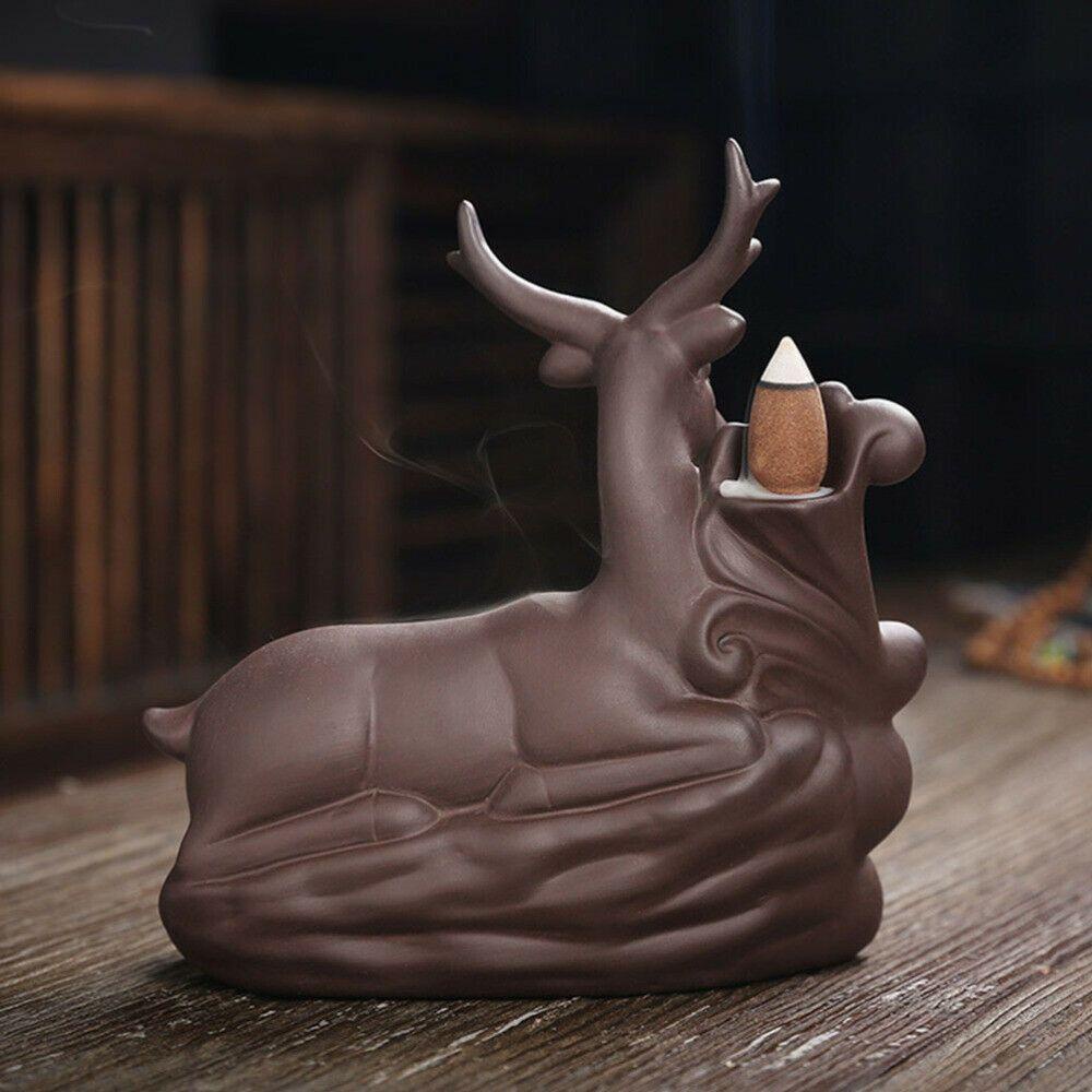 Solighter Backflow Incense Burner Ornamen Meditasi Kreatif Keramik Tempat Dupa