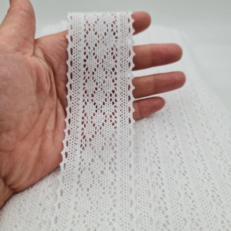 RENDA KAIT TENGAHAN HALUS RENDA KATUN LEBAR 5 CM KODE M142A PER METER KUALITAS HALUS BAGUS GRADE PREMIUM