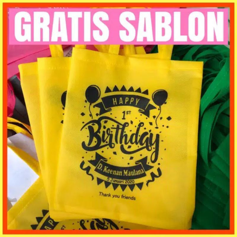 TAS ULTAH 25x35CM/ TAS ULANG TAHUN SABLON/ TAS SPUNBOND CUSTOM/ TAS SOUVENIR ULTAH MURAH/ CUSTOM BAG-2