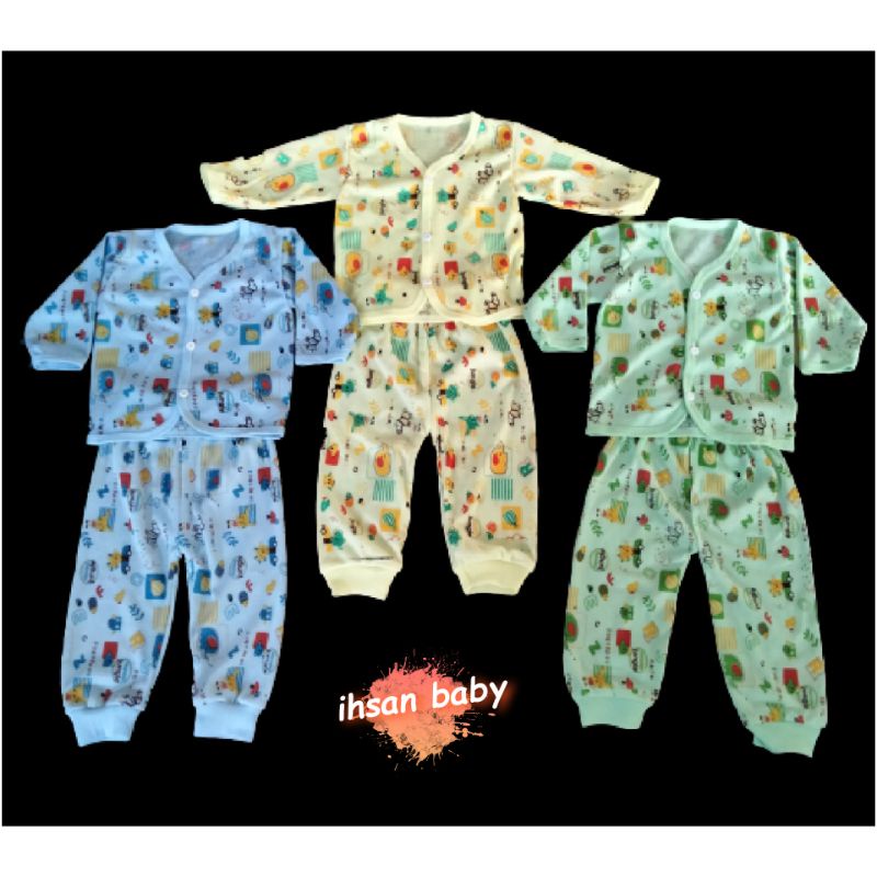 3 setel(6 pcs)setelan baju bayi newborn panjang arista baby full motif