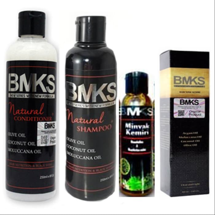 BMKS KEMIRI PAKET ISI 4 / BMKS KEMIRI 3 IN 1 / BMKS KEMIRI SAMPO/CONDI/ HAIR TONIC/ MINYAK KEMIRI