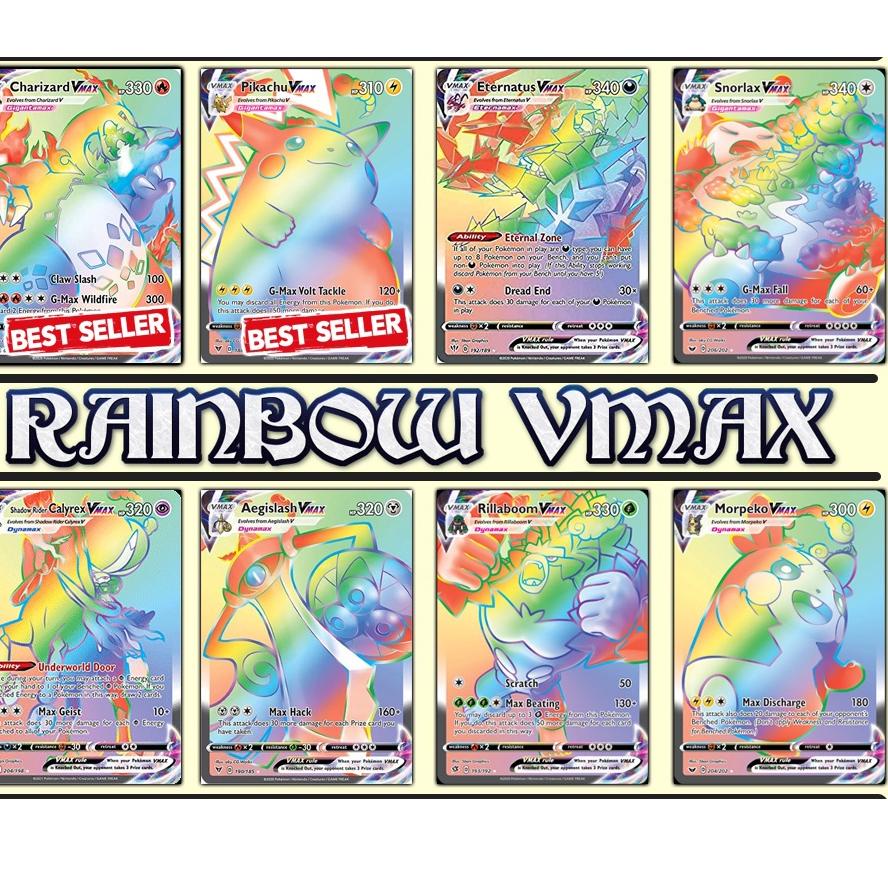 PALING DICARI KARTU POKEMON TCG RAINBOW VMAX HOLOGRAM ENGLISH VERSION 3289 ㅮ