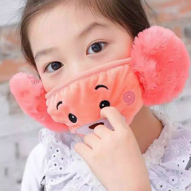 Masker mulut Penutup kuping anak Karakter Masker anak Boneka anti debu M734