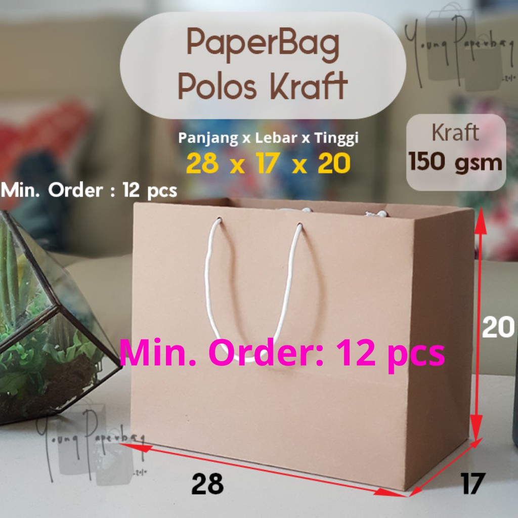 

Paperbag / Tas Kertas / Paper Bag Polos Kraft Panjang Brownies 28 x 17 x 20 (1 pc)