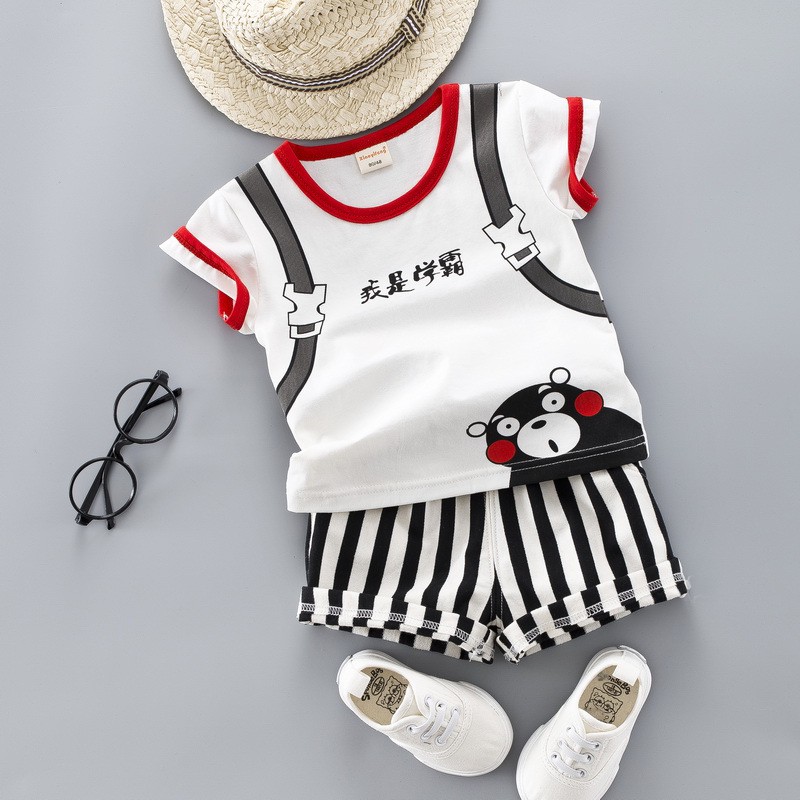 BC1905 Baju Setelan Kaos Celana Pendek Baby Boy 0-3Tahun