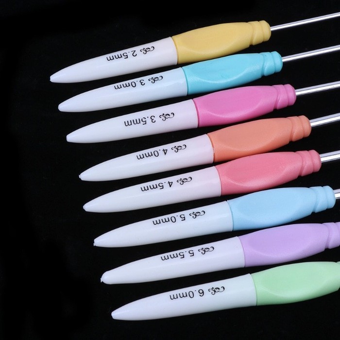 Alat rajut jarum rajut hakpen set warna pastel 8pc