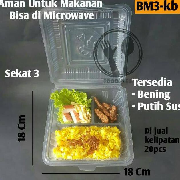 [KODE YJ889] BENTO PLASTIK MICROWAVE MIKA SEKAT 3 KOTAK NASI SEKAT MEAL BOX LUNCH BOX CATERING bukan