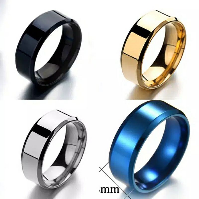 Cincin couple Hitam Titanium Stainless steel sisi segi anti karat selamanya Fashion Ring