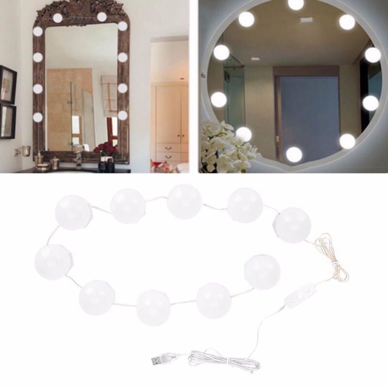 Lampu Hias LED Bola USB Make Up Mirror 10 LED 3000 - 6500K