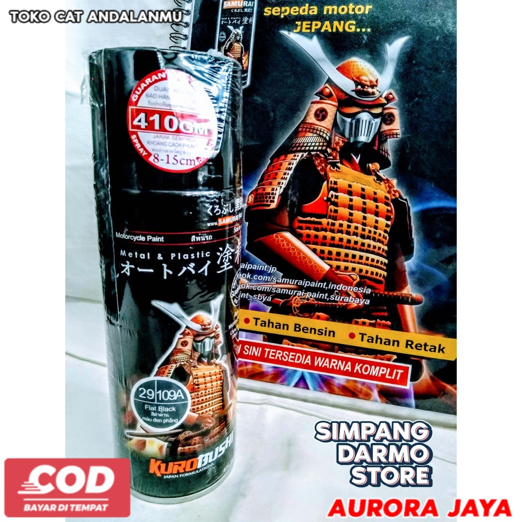 Pilox Pylox Samurai Black Dof Doff Flat Matte Matt Hitam Dop 109A Cat Mobil Motor Tahan Bensin Solid