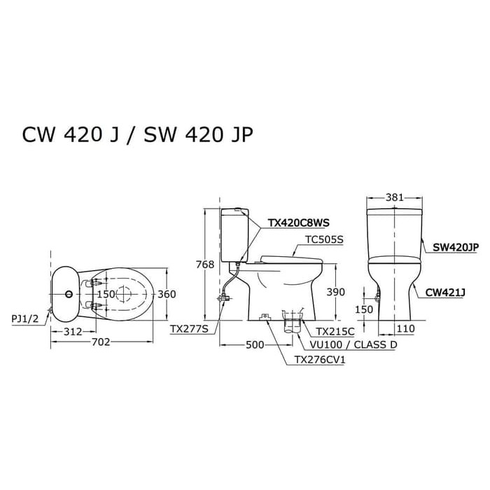 CLOSET DUDUK MONOBLOK TOTO CW 420 J