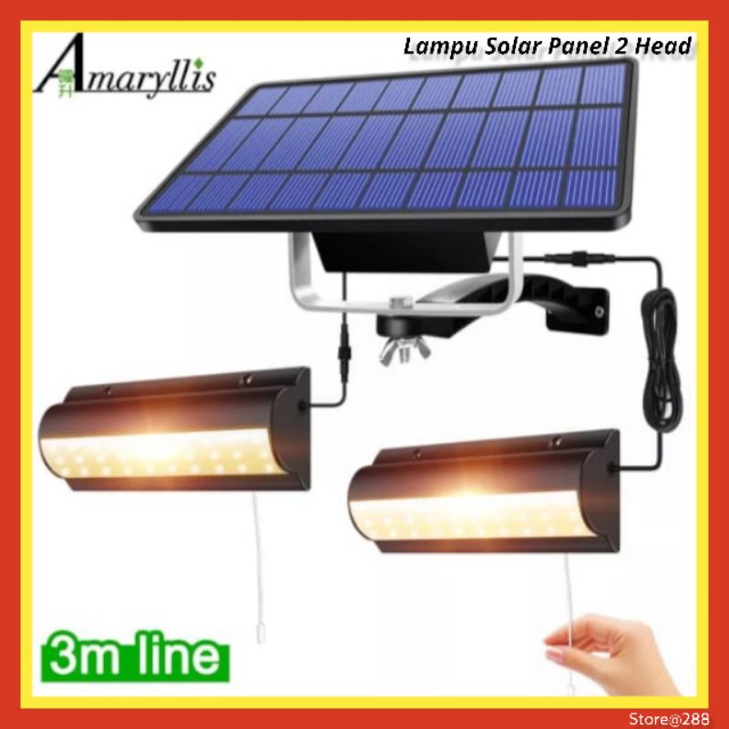 Lampu Luar Ruang Dinding Tenaga Surya Matahari Solar Cell Panel Taman Gantung Bohlam LED Auto Charge