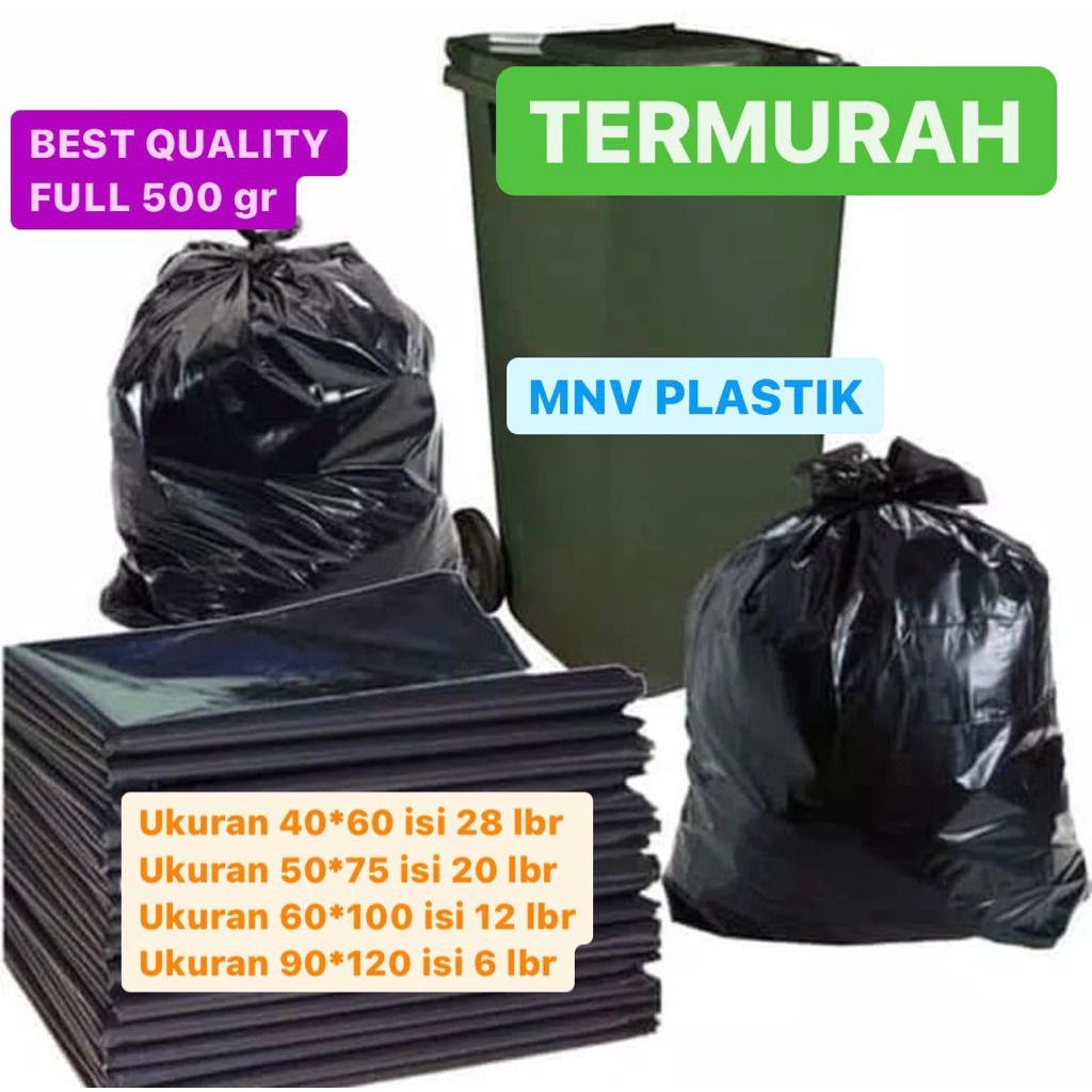 kantong plastik sampah trash bag hitam Ketebalan 0.5 micron