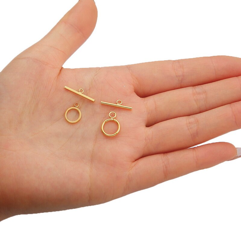 1Set 18K Gold Plated Copper OT Toggle Clasps Hooks Bracelet Necklace Connectors For DIY Jewelry Finding Making Accessories