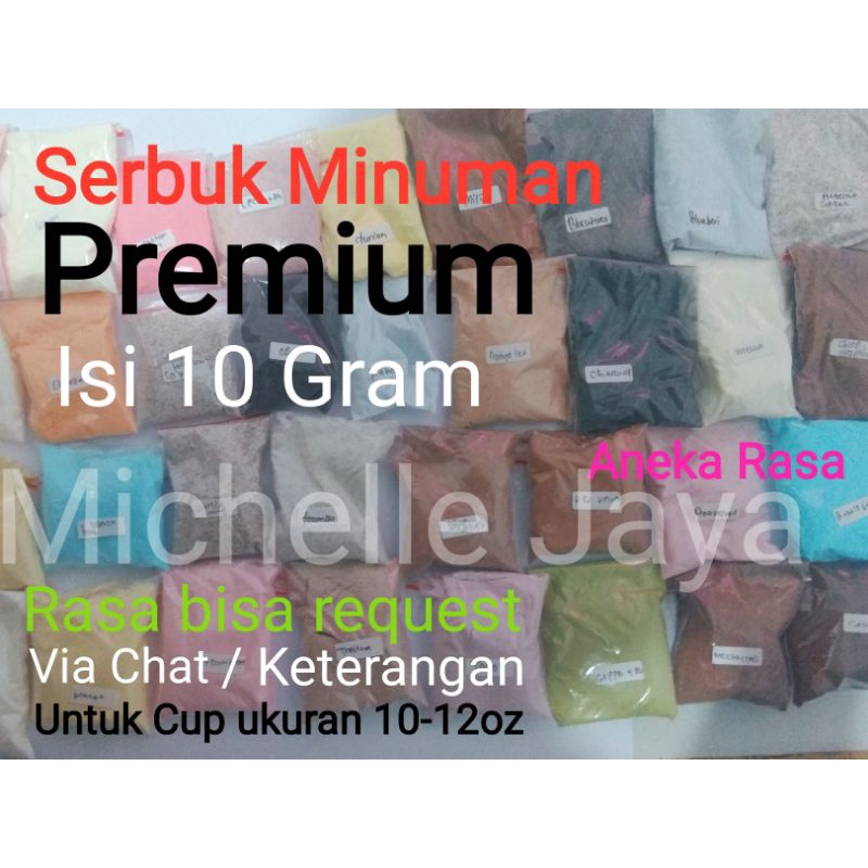 

Serbuk Minuman Kualitas Premium isi 10gram powder drink plain untuk cup 10-12oz