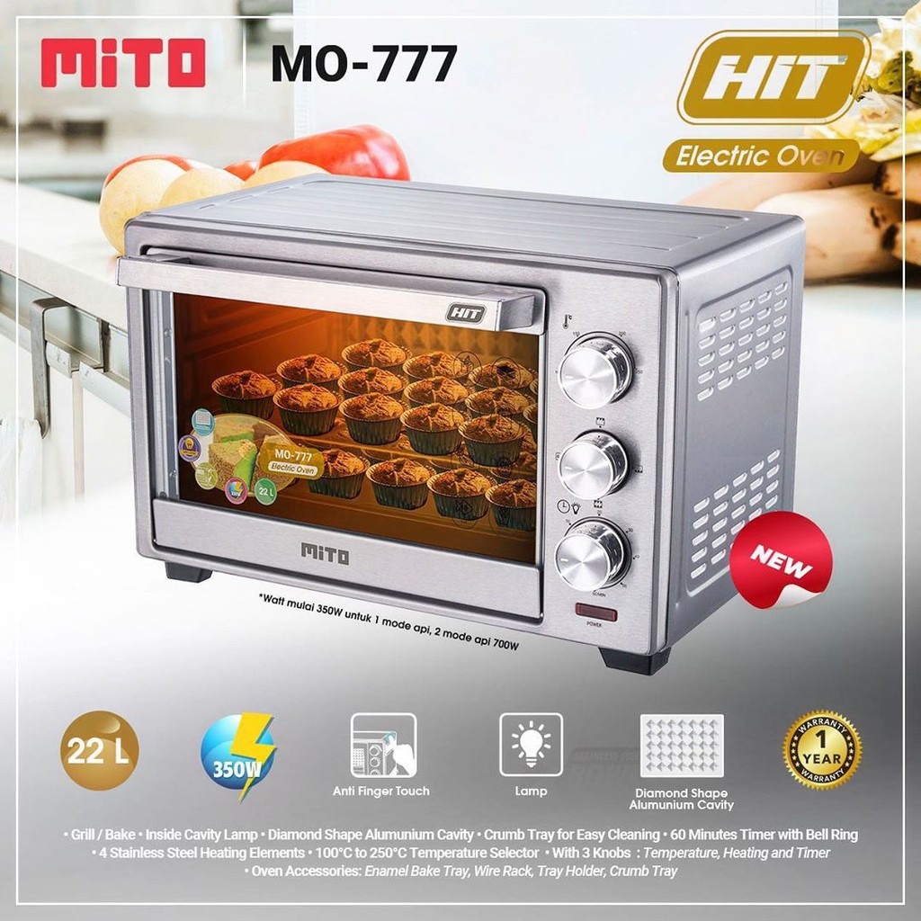 (PENGIRIMAN OJEK ONLINE) Oven Mito 22 liter MO777- Electric Oven HIT 22L Mito MO-777