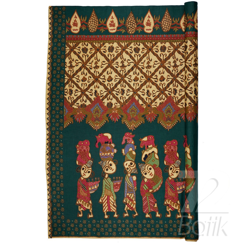 KAIN BATIK KATUN Premium Motif Jamu Gendong Warna Hijau Merah 721612 Cap 72 Jarik Jarit Samping Kebat Panjang Batik Katun Modern Premium Bahan Seragam Batik Pernikahan Kantor Keluarga Murah Kamen Jadi Batik Bali Lembaran