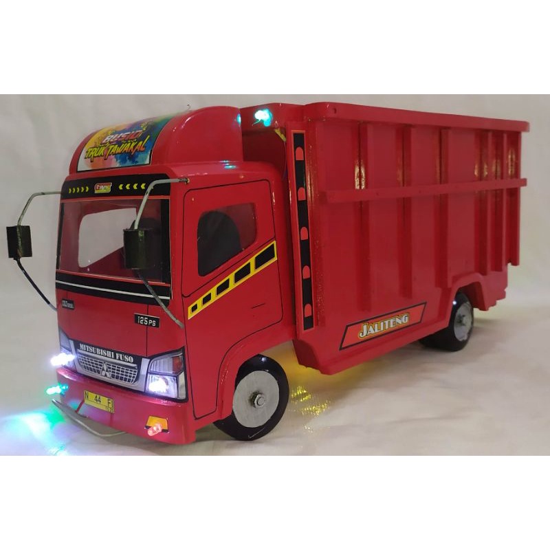 truk oleng kayu jumbo 52 cm dengan lampu/LED | mainan truk oleng besar jumbo kayu 52cm