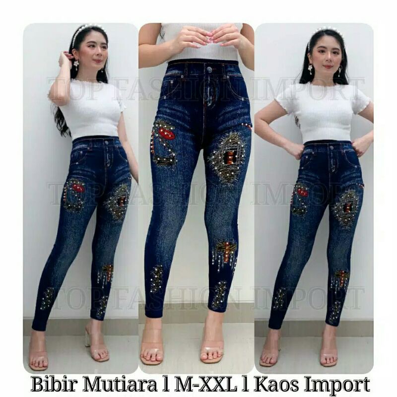 Legging jeans mutiara/legging jeans import/legging wanita