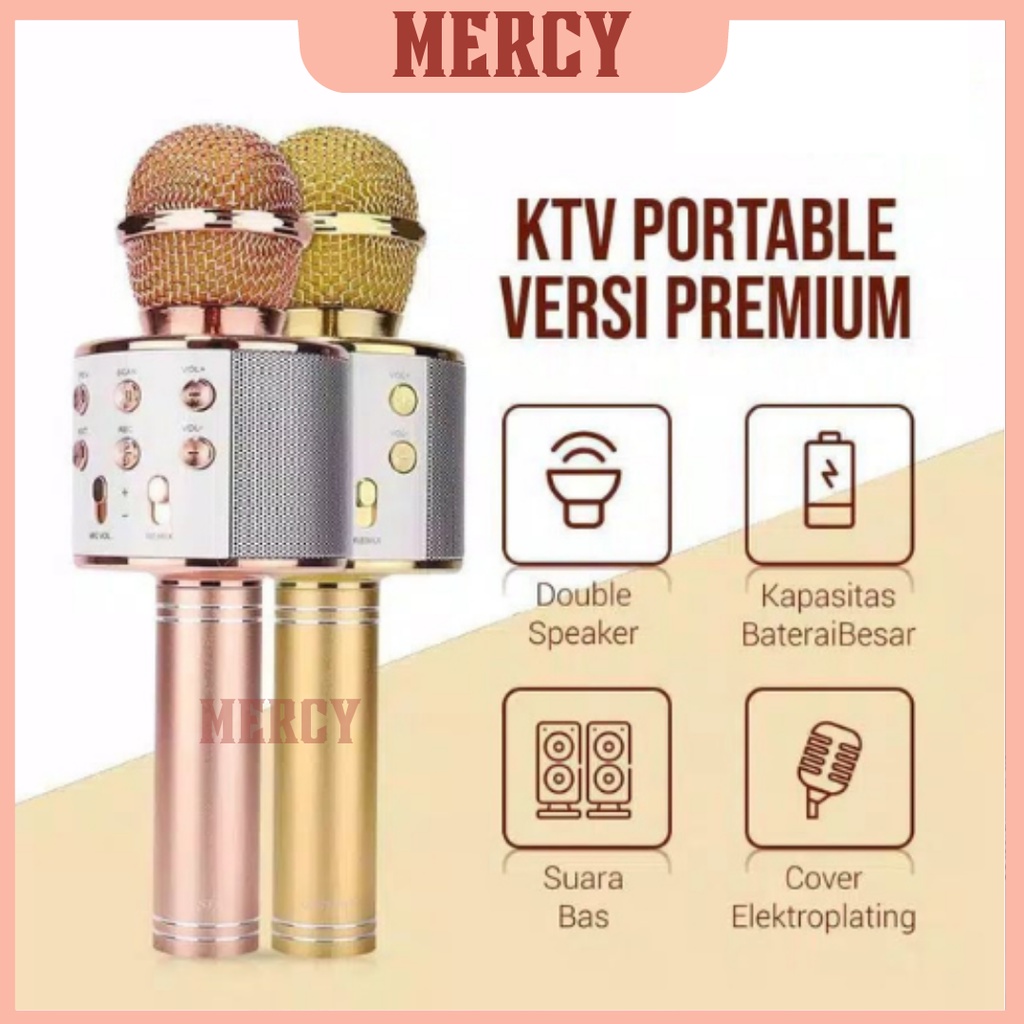 Mic BT WS-858 / Smule Wireless Karaoke Portable / Mic Karaoke Mikrofon Original Wireless Mic Smule WSTER W-STER WS858 WS-858 WS 858