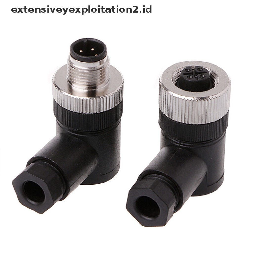 1pc Konektor Sensor M12 3per4/5pin Male/Female Sudut Lurus/Kanan