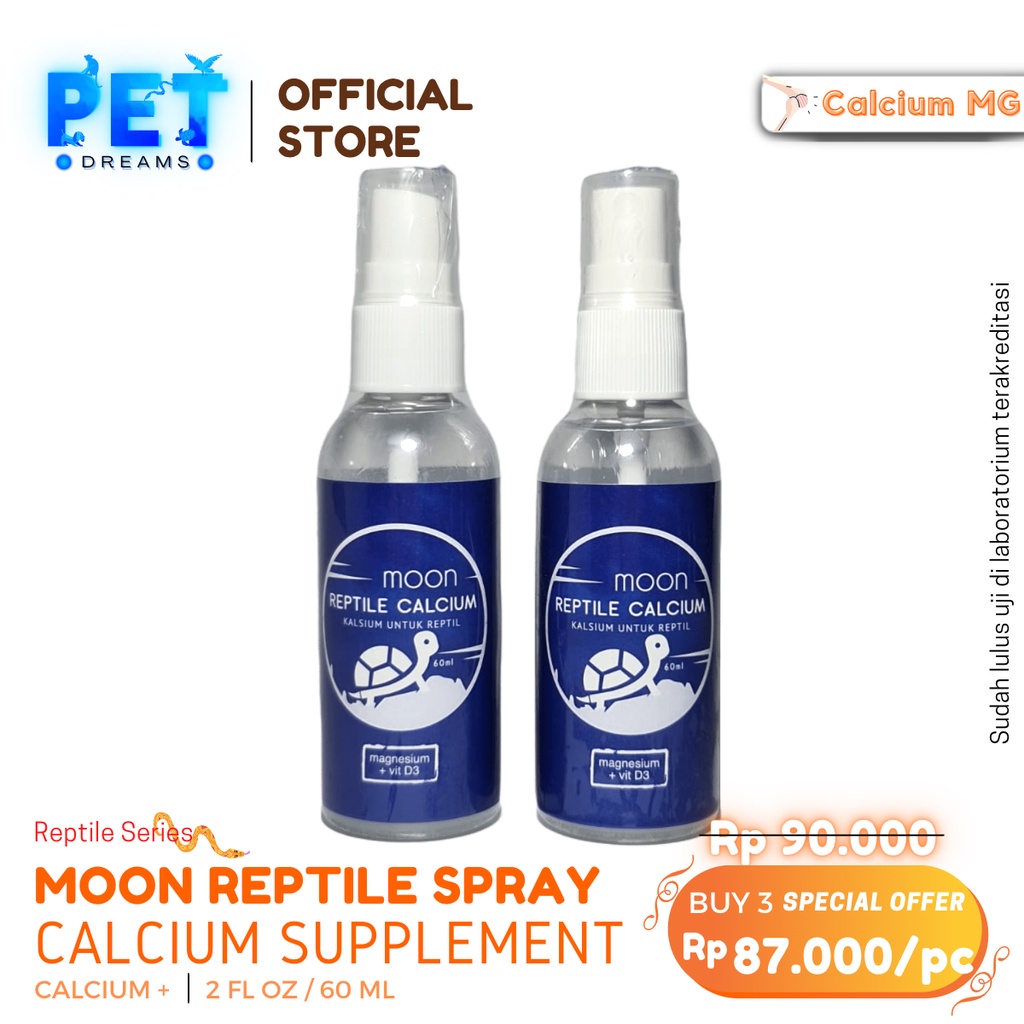 PROMO MOON CALCIUM REPTIL SPRAY KALSIUM CAIR KESEHATAN TULANG KURA TORTO SULCATA IGUANA