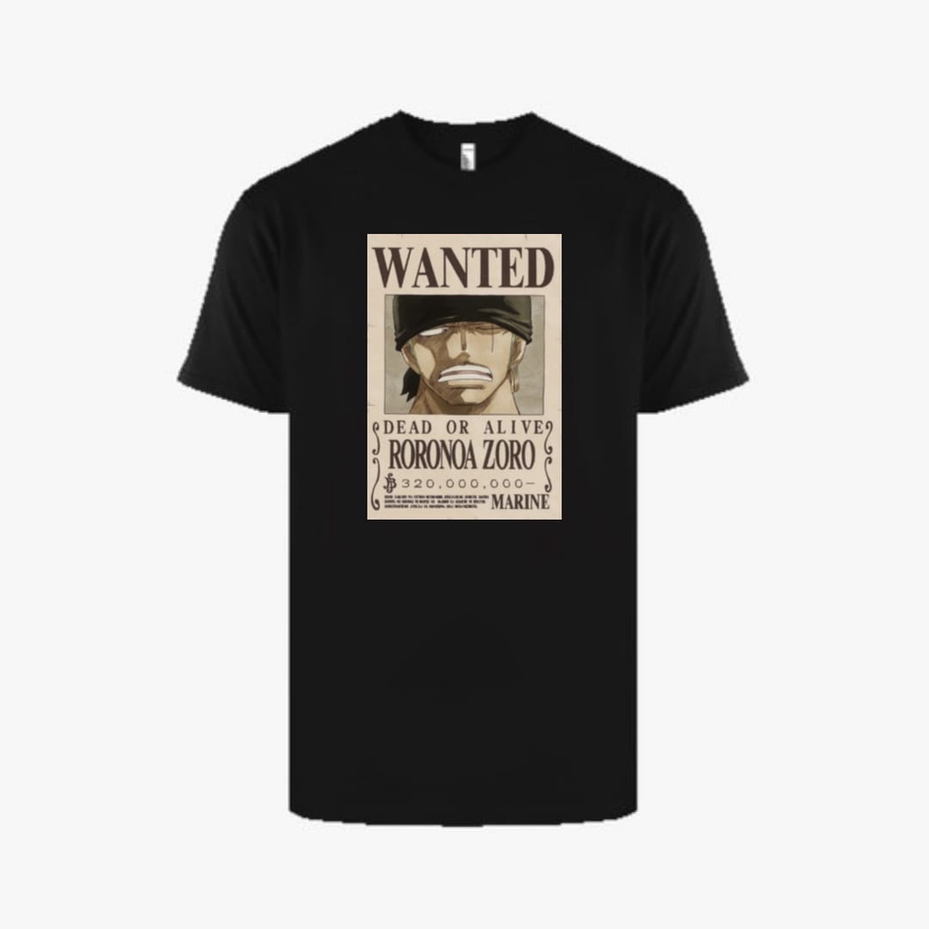 KAOS T-SHIRT BAJU ONE PIECE POSTER WANTED LUFFY ZORRO SANJI JIMBE BROOK CHOOPER USOP