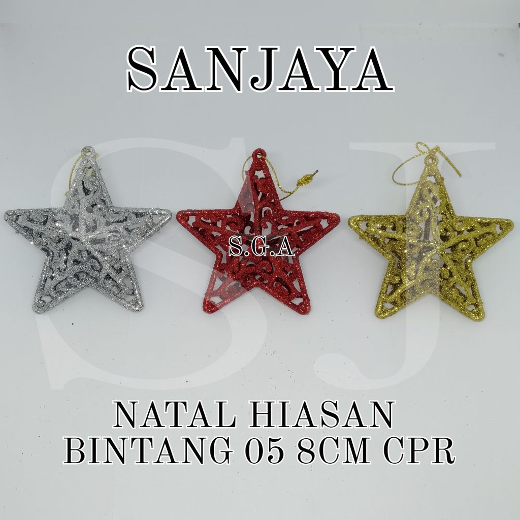 [1 Bks] Bintang Hiasan Akesoris Natal / Ornamen Natal / Dekorasi Pohon Natal / Natal Hiasan Bintang 05 8Cm Cpr