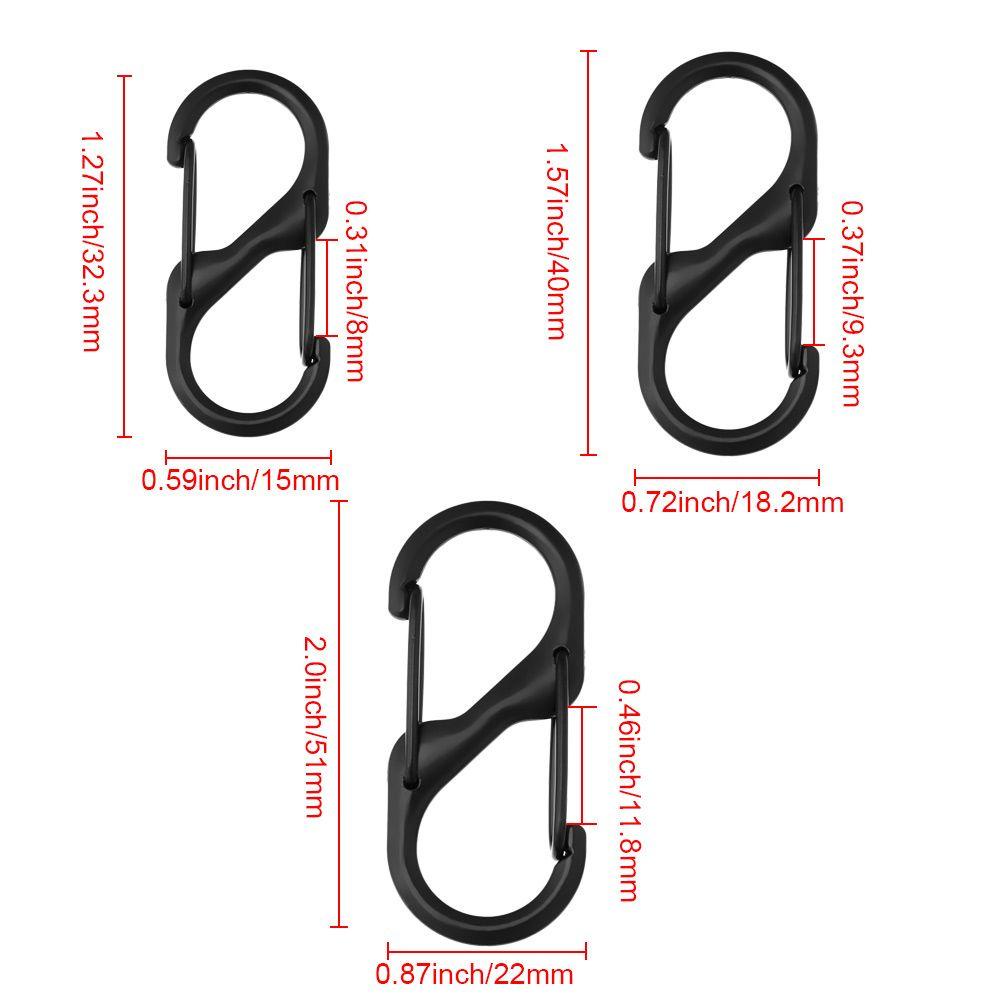 Top 10pcs Zinc Alloy Carabiner Hitam Perak S Type Outdoor Camping Ransel Gesper