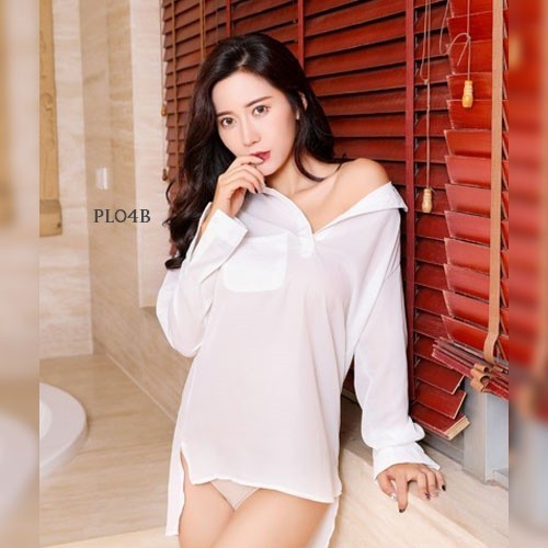 Baju Tidur - Baju Kemeja Tidur Seksi Oversize Lingerie Premium Putih Wanita Pl04B
