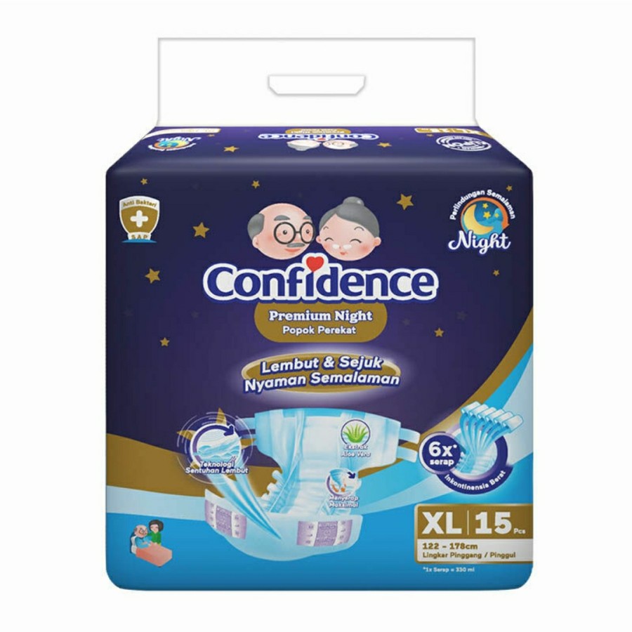 Confidence Premium Night XL15 XL 15 - Popok Dewasa