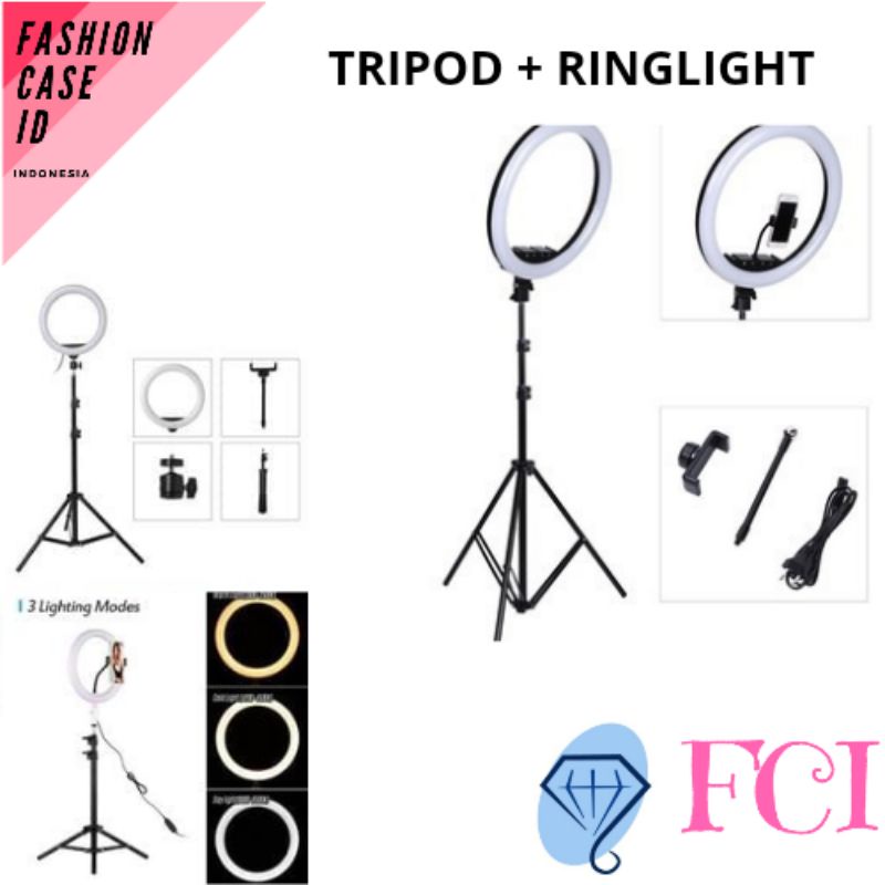 tripod lampu ring light led 26cm   tripod 2 1 meter selfie vlogger   tripod 2 1 meter ringlight 26 c