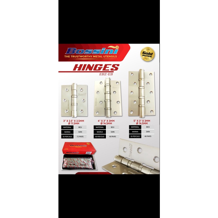 BOSSINI Engsel Tebal Pintu Jendela Super Awet 3"
