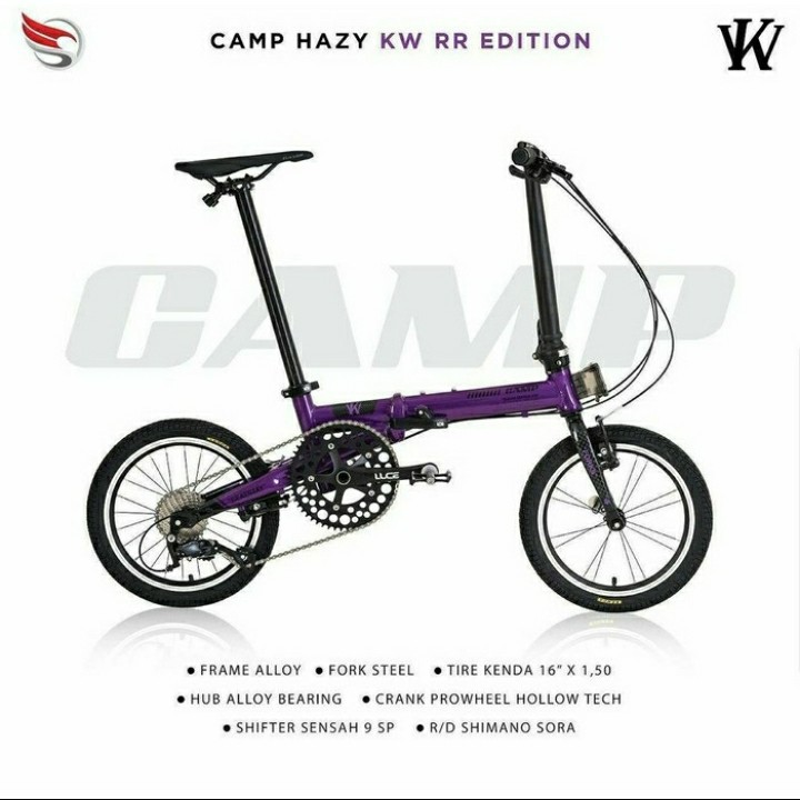 SEPEDALIPAT 16 CAMP HAZY 9SPEED PURPLE / UNGU
